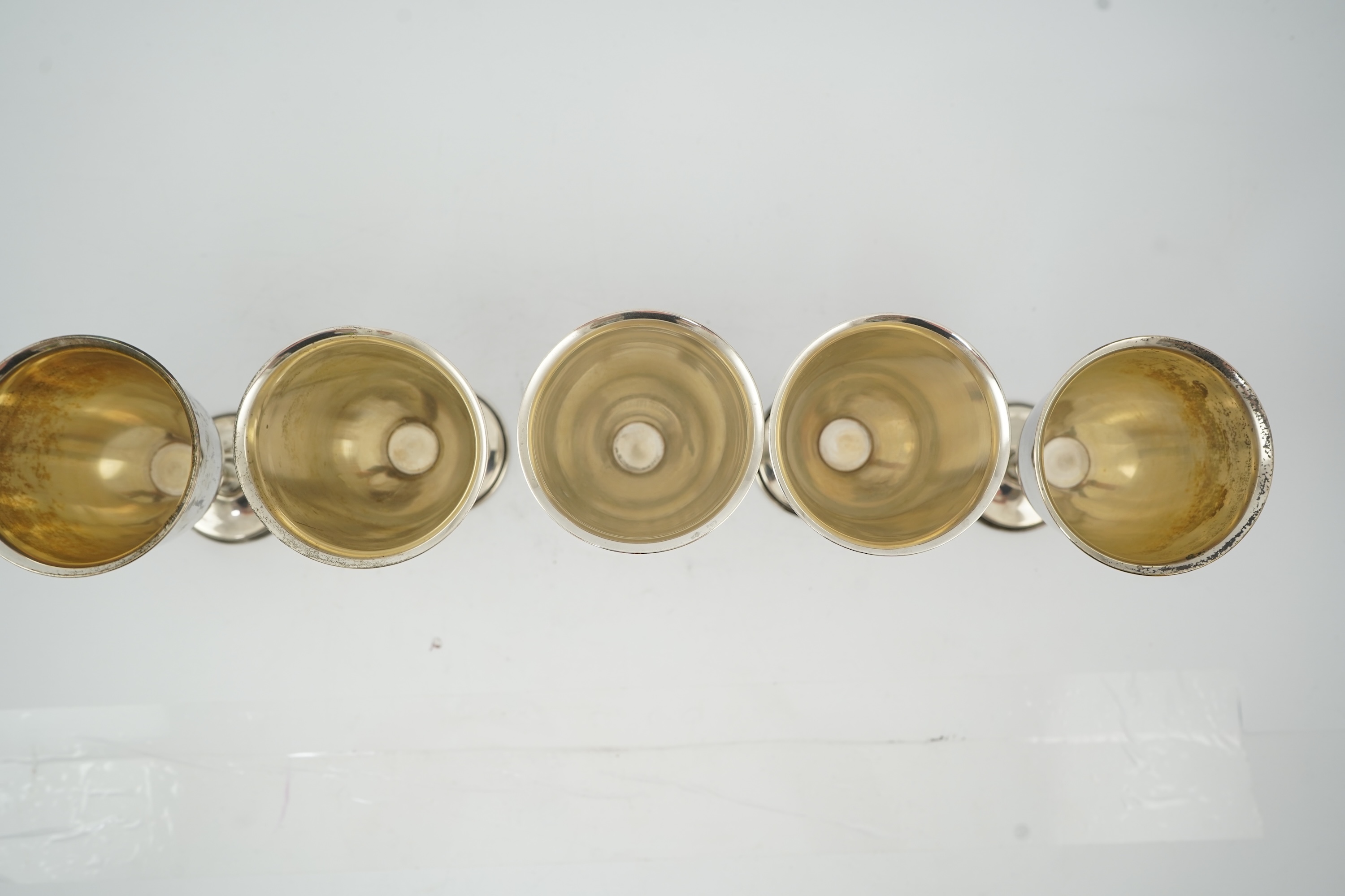 A set of six 20th century Mexican sterling silver goblets